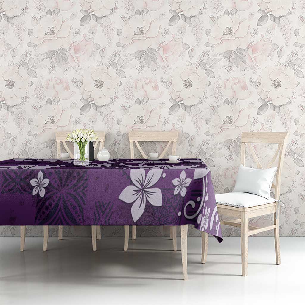 Plumeria Floral Tapa Pattern Amethyst Purple Tablecloth LT01 - Polynesian Pride