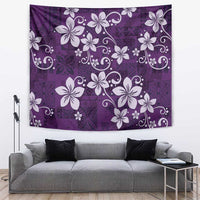 Plumeria Floral Tapa Pattern Amethyst Purple Tapestry