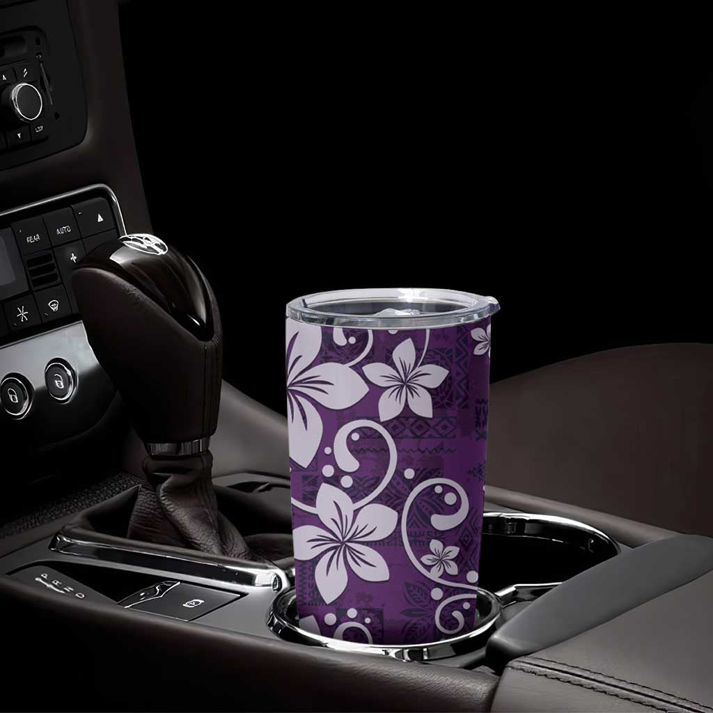 Plumeria Floral Tapa Pattern Amethyst Purple Tumbler Cup LT01 - Polynesian Pride