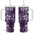 Plumeria Floral Tapa Pattern Amethyst Purple Tumbler With Handle