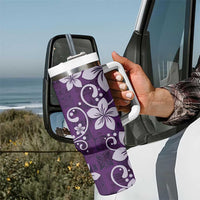 Plumeria Floral Tapa Pattern Amethyst Purple Tumbler With Handle LT01 - Polynesian Pride