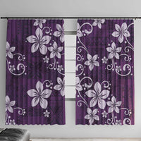 Plumeria Floral Tapa Pattern Amethyst Purple Window Curtain LT01 With Hooks Purple - Polynesian Pride
