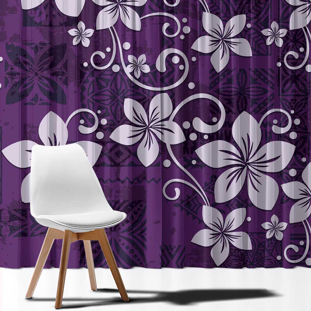 Plumeria Floral Tapa Pattern Amethyst Purple Window Curtain LT01 - Polynesian Pride
