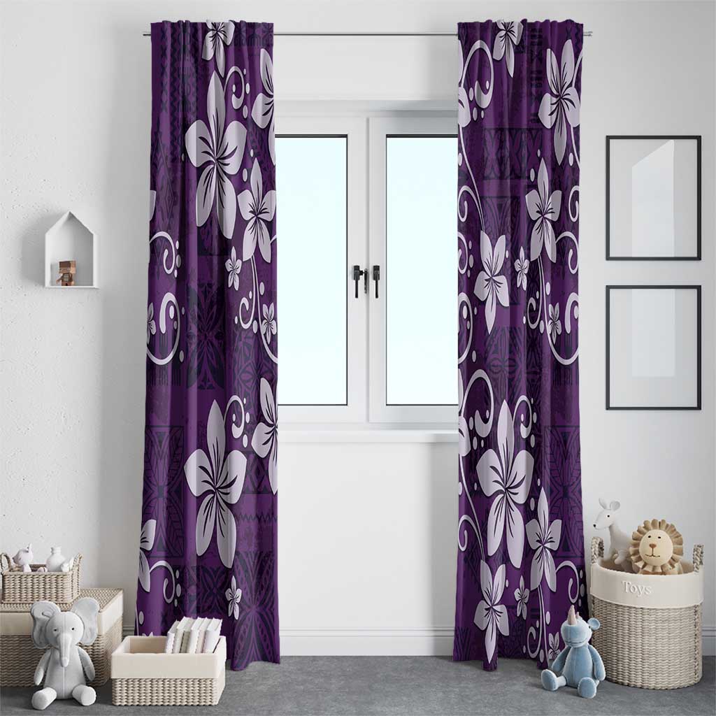 Plumeria Floral Tapa Pattern Amethyst Purple Window Curtain LT01 - Polynesian Pride