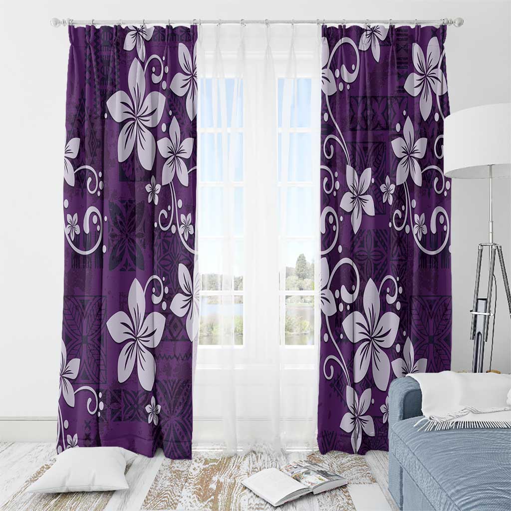 Plumeria Floral Tapa Pattern Amethyst Purple Window Curtain LT01 - Polynesian Pride