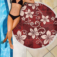 Plumeria Floral Tapa Pattern Oxblood Red Beach Blanket LT01 - Polynesian Pride