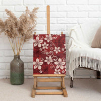 Plumeria Floral Tapa Pattern Oxblood Red Canvas Wall Art LT01 - Polynesian Pride