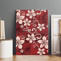 Plumeria Floral Tapa Pattern Oxblood Red Canvas Wall Art LT01 - Polynesian Pride