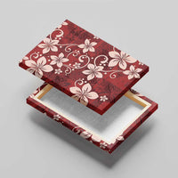 Plumeria Floral Tapa Pattern Oxblood Red Canvas Wall Art LT01 - Polynesian Pride