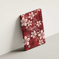 Plumeria Floral Tapa Pattern Oxblood Red Canvas Wall Art LT01 - Polynesian Pride