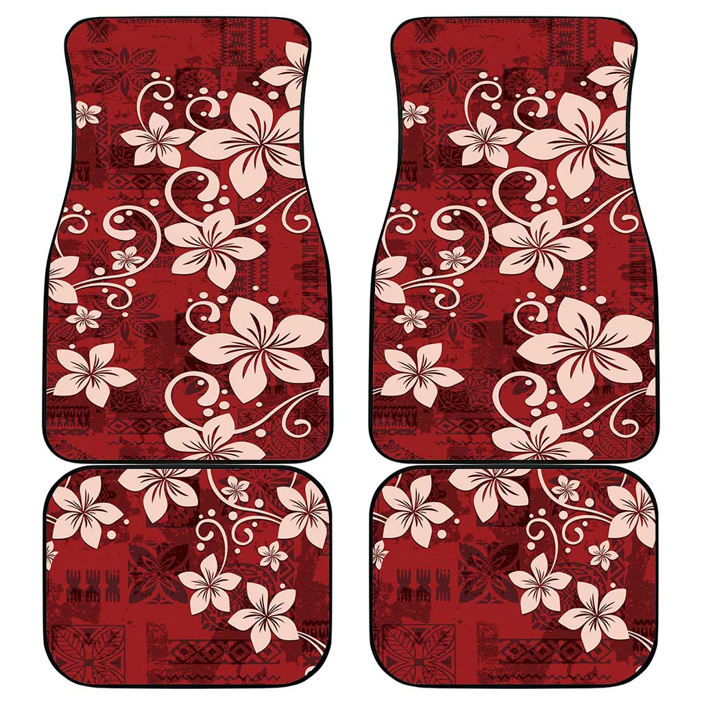 Plumeria Floral Tapa Pattern Oxblood Red Car Mats LT01 - Polynesian Pride