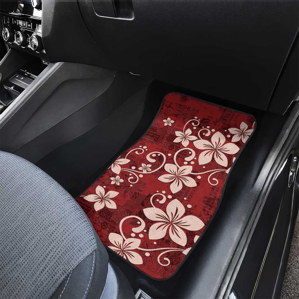 Plumeria Floral Tapa Pattern Oxblood Red Car Mats LT01 - Polynesian Pride