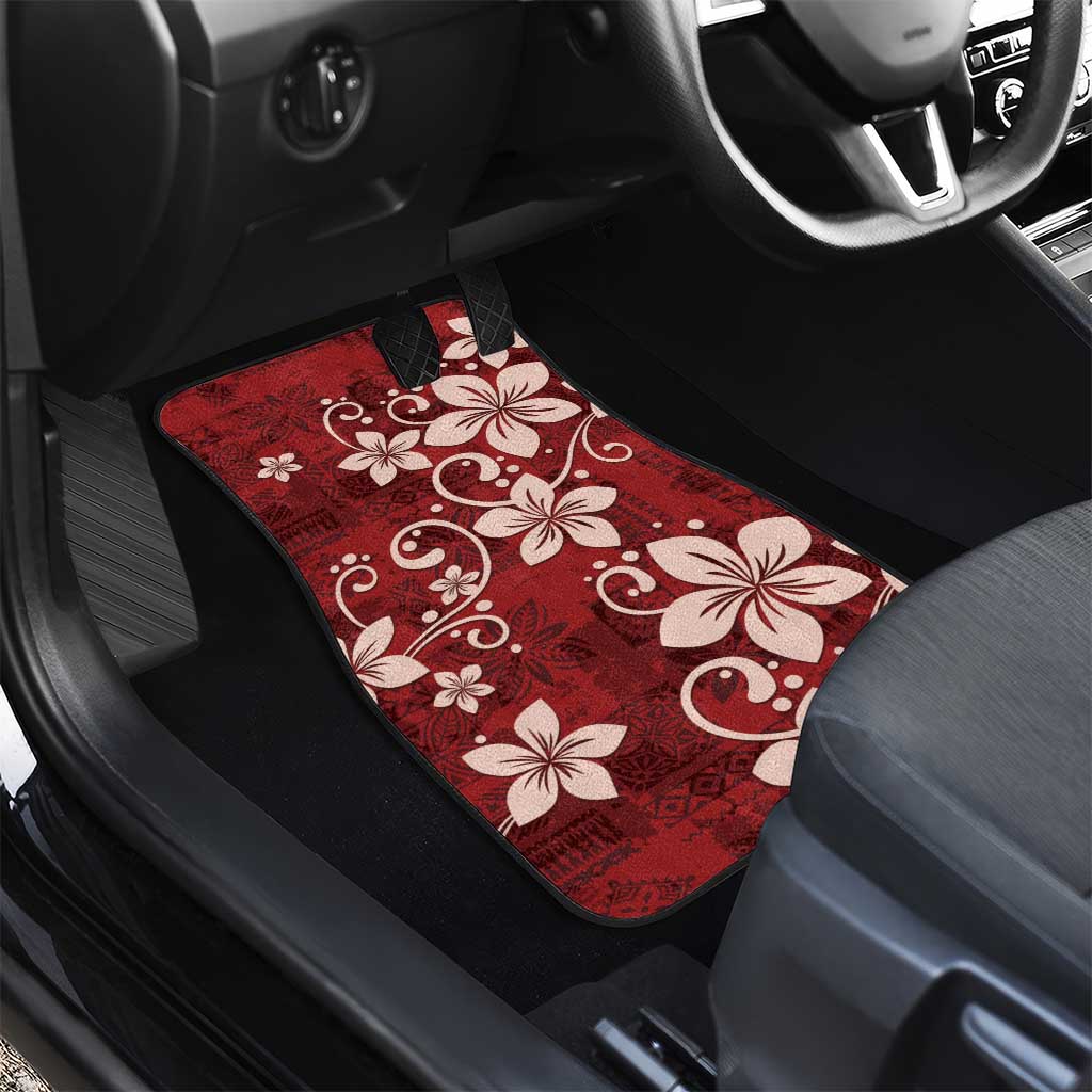 Plumeria Floral Tapa Pattern Oxblood Red Car Mats LT01 - Polynesian Pride