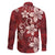 Plumeria Floral Tapa Pattern Oxblood Red Family Matching Mermaid Dress and Hawaiian Shirt