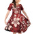 Plumeria Floral Tapa Pattern Oxblood Red Family Matching Off Shoulder Short Dress and Hawaiian Shirt