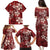 Plumeria Floral Tapa Pattern Oxblood Red Family Matching Puletasi and Hawaiian Shirt