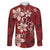 Plumeria Floral Tapa Pattern Oxblood Red Family Matching Puletasi and Hawaiian Shirt