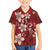 Plumeria Floral Tapa Pattern Oxblood Red Family Matching Puletasi and Hawaiian Shirt