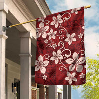 Plumeria Floral Tapa Pattern Oxblood Red Garden Flag LT01 House Flag Red - Polynesian Pride