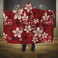 Plumeria Floral Tapa Pattern Oxblood Red Hooded Blanket LT01 - Polynesian Pride