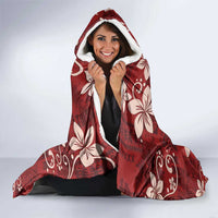 Plumeria Floral Tapa Pattern Oxblood Red Hooded Blanket LT01 - Polynesian Pride