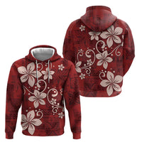 Plumeria Floral Tapa Pattern Oxblood Red Hoodie LT01 - Polynesian Pride