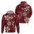 Plumeria Floral Tapa Pattern Oxblood Red Hoodie