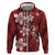 Plumeria Floral Tapa Pattern Oxblood Red Hoodie