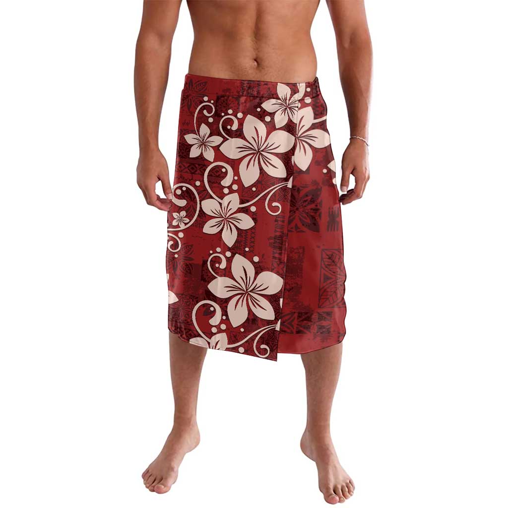 Plumeria Floral Tapa Pattern Oxblood Red Lavalava