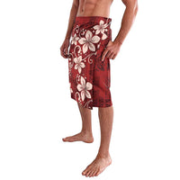Plumeria Floral Tapa Pattern Oxblood Red Lavalava LT01 - Polynesian Pride