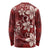 Plumeria Floral Tapa Pattern Oxblood Red Long Sleeve Shirt