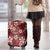 Plumeria Floral Tapa Pattern Oxblood Red Luggage Cover