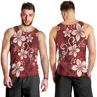 Plumeria Floral Tapa Pattern Oxblood Red Men Tank Top LT01 - Polynesian Pride