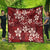 Plumeria Floral Tapa Pattern Oxblood Red Quilt