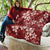 Plumeria Floral Tapa Pattern Oxblood Red Quilt