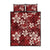 Plumeria Floral Tapa Pattern Oxblood Red Quilt Bed Set