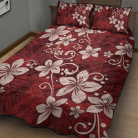 Plumeria Floral Tapa Pattern Oxblood Red Quilt Bed Set LT01 - Polynesian Pride