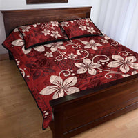 Plumeria Floral Tapa Pattern Oxblood Red Quilt Bed Set LT01 - Polynesian Pride