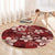 Plumeria Floral Tapa Pattern Oxblood Red Round Carpet