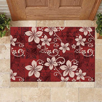 Plumeria Floral Tapa Pattern Oxblood Red Rubber Doormat LT01 Red - Polynesian Pride