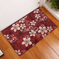 Plumeria Floral Tapa Pattern Oxblood Red Rubber Doormat LT01 - Polynesian Pride
