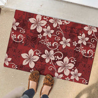 Plumeria Floral Tapa Pattern Oxblood Red Rubber Doormat LT01 - Polynesian Pride