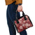 Plumeria Floral Tapa Pattern Oxblood Red Shoulder Handbag