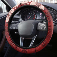 Plumeria Floral Tapa Pattern Oxblood Red Steering Wheel Cover LT01 - Polynesian Pride