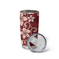 Plumeria Floral Tapa Pattern Oxblood Red Tumbler Cup LT01 - Polynesian Pride