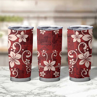 Plumeria Floral Tapa Pattern Oxblood Red Tumbler Cup LT01 - Polynesian Pride