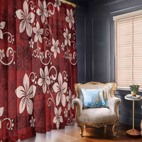 Plumeria Floral Tapa Pattern Oxblood Red Window Curtain LT01 - Polynesian Pride