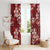 Plumeria Floral Tapa Pattern Oxblood Red Window Curtain