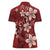 Plumeria Floral Tapa Pattern Oxblood Red Women Polo Shirt