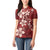 Plumeria Floral Tapa Pattern Oxblood Red Women Polo Shirt